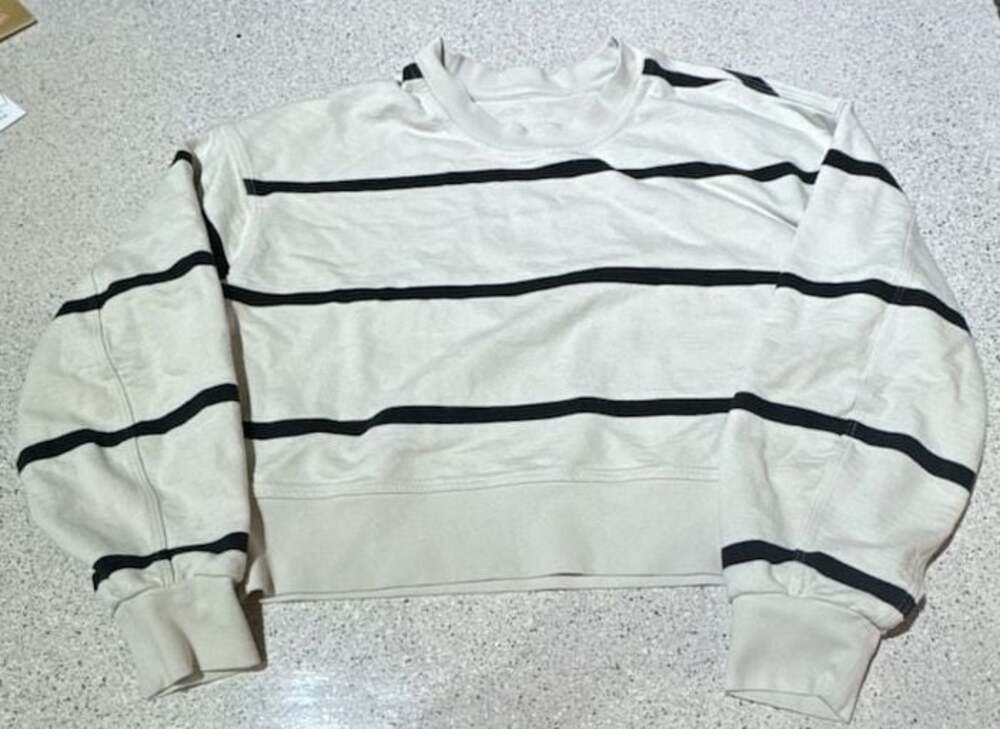 Lululemon Perfectly Oversized Cropped Crew Sweatshirt Stripe White Black